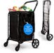 SereneLife Boodschappentrolley - Zwart - 50 kg Capaciteit - 360° Draaiwielen