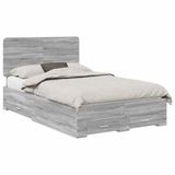 vidaXL Bedframe met lade Grijs Sonoma 135 x 190 cm Bewerkt hout