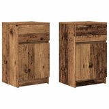 vidaXL Nachtkastjes 2 stuks bewerkt hout oud houtkleurig 39x35x65 cm