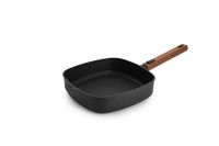Woll Eco Logic QXR Vierkante pan, inductief, 24 x 24 cm, 6 cm hoog, met afneembare duurzame houten steel, geschikt voor alle warmtebronnen, PFAS-vrij, antiaanbaklaag, gegoten aluminium