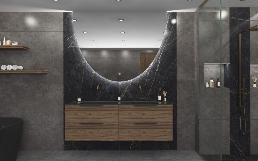 Gliss Design EOS spiegel ronding naar beneden met verlichting 160x120cm