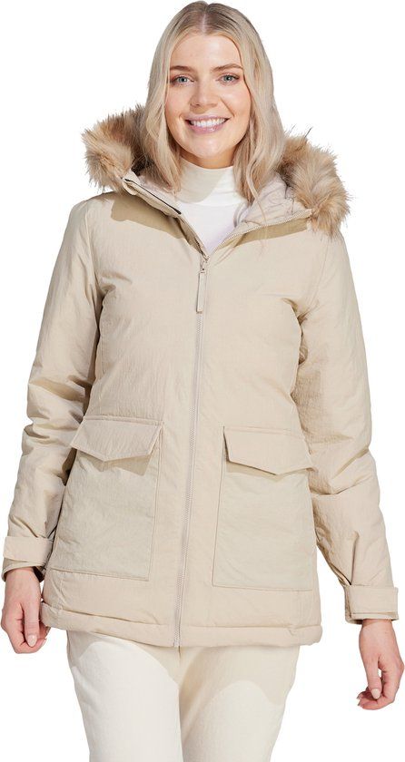adidas Sportswear Hooded Fur Parka - Dames - Beige