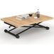 Idmarket – Table basse extensible relevable 100-160 cm – Rectangulaire bois et métal noir – Design industriel – Pour 4-8 personnes