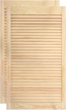 vidaXL - Kastdeuren - met - lamellen - 2 - st - 99,3x49,4 - cm - massief - grenenhout