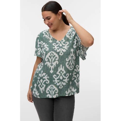 VERO MODA CURVE top groen/wit
