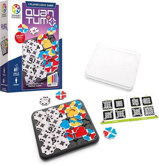 SmartGames Quantum - 2-in-1 Logisch Denkspel - Kleuren & Cijfer Uitdagingen - IQ Breinbreker met Eindeloze Puzzels - Vanaf 8 Jaar