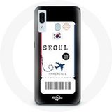 Maniacase Etui voor Samsung Galaxy A20e Air ticket Seoul Zuid-Korea