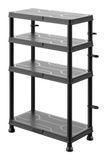 BAULICH - Kunststof Stellingkast voor Garage, Werkplaats, Kelder en Voorraadruimte, 4 Legplanken, Verhoogde Poten, Robuuste Constructie, Zwart, Draagkracht 100 kg, met Clips en Verbindingsstukken