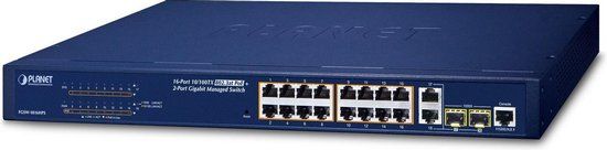 Planet networking & Communication Planet FGSW-1816HPS - Switch - Beheerd - 16 x 10/100 + 2 x Gigabit SFP-combinatie - desktop