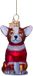 Vondels glazen kerstbal hond chihuahua met t-shirt 8cm bruin, rood