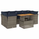 vidaXL 7-delige Dining Loungeset met kussens, polyrattan, grijs