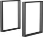 Pieds de table, set de 2, supports de table, profil carré, acier, 60x72 cm (noir)