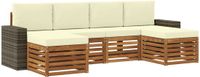 vidaXL - Bank loungeset - 6 zitplekken - Natuurlijk en crème - Acacia hout