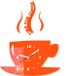 Flexistyle Mok Time for Coffee Wandklok, oranje, 3D Romeinse cijfers, 32 x 19 cm
