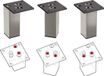 Sossai Pieds de meuble en aluminium | Set de 4 | 100 mm | Inox