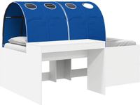 vidaXL Kinderhoogslaper met bureau, 3 stuks, wit en blauw, bewerkt hout