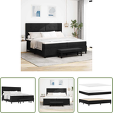 Vidaxl Tête de lit réglable - Lit à ressorts avec matelas noir 200 x 200 cm tissu