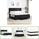 Vidaxl Tête de lit réglable - Lit à ressorts avec matelas noir 200 x 200 cm tissu