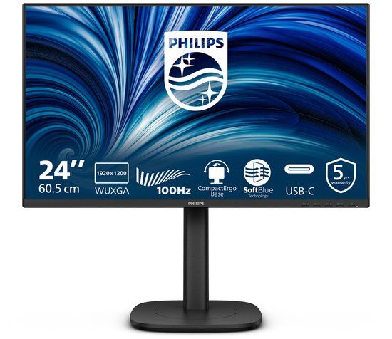 Philips 24B2N3200D/00 computer monitor 61,2 cm (24.1") 1920 x 1200 Pixels WUXGA LCD Zwart