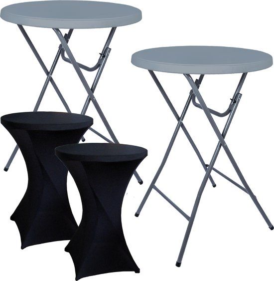 BRASQ Statafel Grijs – Ø80 x 110 cm – Set van 2