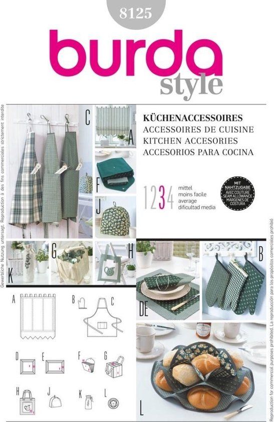 Burda Naaipatroon 8125 - Keuken accessoires