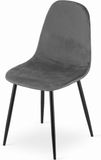 LEOBERT COMO Stoel - Donkergrijs, Velvet Bekleding, Zwarte Metalen Poten
