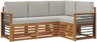 vidaXL - Canapé d'angle - 4 places - Naturel et gris clair - Polyester
