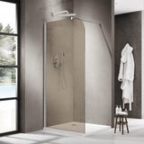 FortiFura Galeria Inloopdouche - 140x200cm - Afgeronde Glaswand - Rookglas - Mat Wit