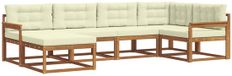 vidaXL Ensemble de salon d'angle 6 pièces Acacia Bois Naturel et Crème