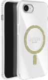GUESS Étui MagSafe pour Apple iPhone 16e - Transparent avec anneau pailleté