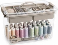 PLASTICFORTE Naaidoos/naaigerei opbergbox - beige - 22 Liter - 45 x 28 x 28 cm