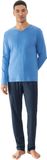 mey Herren Pyjama Lang Serie Micro Blue