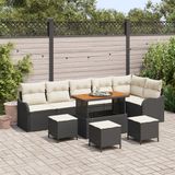 vidaXL Tuinbank Set Zwart Poly Rattan