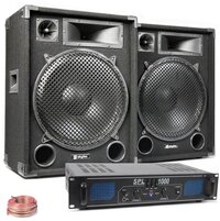 SkyTec MAX15 met SPL1000 versterker - 1000W complete installatie - Zwart - Inclusief microfoon