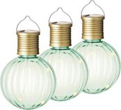 Merkloos Kaemingk B.V. 3x Buiten/tuin Led groene lampion solar verlichting 11 cm