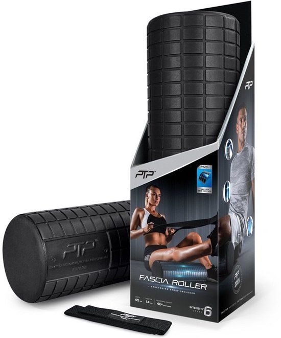 PTP - Fascia Release Roller Medium - Foamroller - 45 cm lang - Fitnessroller - Massageroller - Intensiteitslevel 6/10
