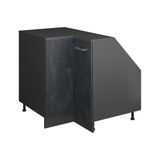 Vicco R-Line Hoekkeukenkast voor schuine wand – 75.6 cm met 1 deur, kastromp 60 cm diepte Zwart beton