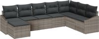 vidaXL Tuinbank - Set - 8 - st - Grijs - poly - rattan
