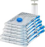 Amazon Basics Vacuümcompressie-Opbergzakken Met Handpomp, Ritssluiting, 6 Stuks (2 Jumbo, 2 L, 2 M), Kleurloos