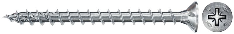 Fischer Power-Fast II 5.0 x 60 PZ2 Wood Screw - Countersunk Head - Full Thread - Blue Zinc (200 pcs)