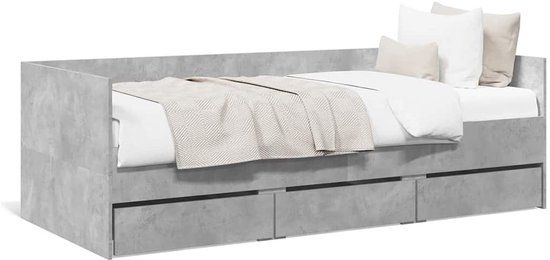vidaXL Slaapbank met lades zonder matras 90x190 cm betongrijs