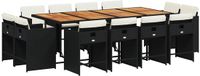 vidaXL 13-delige Tuinset met kussens, polyrattan, zwart