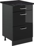 Vicco Keukenonderkast R-Line, Zwart hoogglans/Antraciet, 50 cm