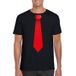 Bellatio Decorations Zwart t-shirt met rode stropdas heren XL