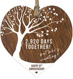 Stuff4 8e trouwdag houten hart plaquette donker houten bord aandenken brons/aardewerk verjaardag vrouw man Boyfreind vriendin mama of papa plaquette met citaten geschenken van de kinderen