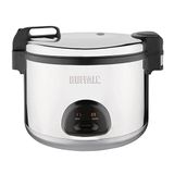 Buffalo 2,85 kw premium grote rijstkoker, energiebesparend, rvs, rijstcapaciteit: 20 liter gekookt / 9 liter droog, automatische omschakeling van koken naar warm, inclusief rijstmaat en spatel | ck698