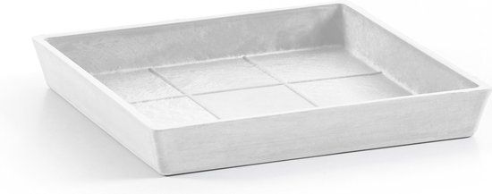 Ecopots Saucer Square - Pure White - 18 x 2.5 cm - Square White Saucer