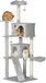 Arbre à chat Arbre à chat - Arbre d'escalade pour chats - Hauteur 180 cm - Quatre niveaux - Plateformes multiples - Fabriqué en panneau de particules et peluche - Gris clair