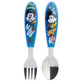 STOR 2-delig Kinderbestek Set Mickey Mouse Roestvrij Staal Vork en Lepel met Gedecoreerd Handvat BPA-vrij voor Kinderen