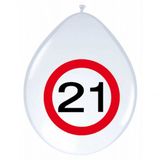 Folat Bv 24x stuks Ballonnen 21 jaar verkeersbord versiering
